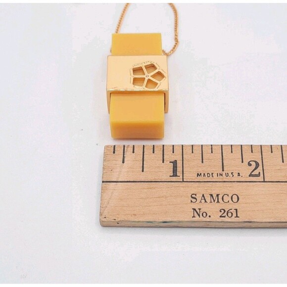 NEW Trina Turk Yellow & Gold Tone Rectangle Lucite Pendant Necklace 70s Inspired - Picture 6 of 9